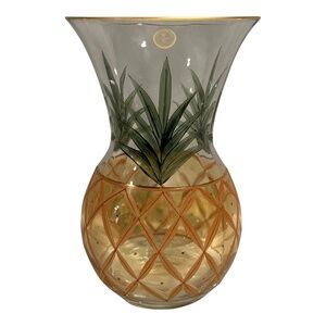 Vintage Romanian Crystal Pineapple Vase Hand Painted Good Luck Housewarm…